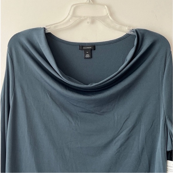 NWT Halogen Blouse Long Sleeve Slate Blue Stretch Top - Picture 5 of 5